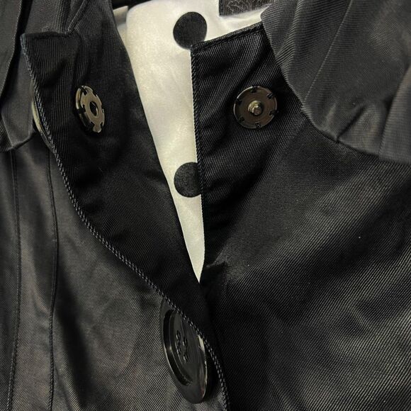 Buckle BKE Trench Jacket S Small Womens Black Oversized Button Polka Dot Lining - Picture 4 of 12